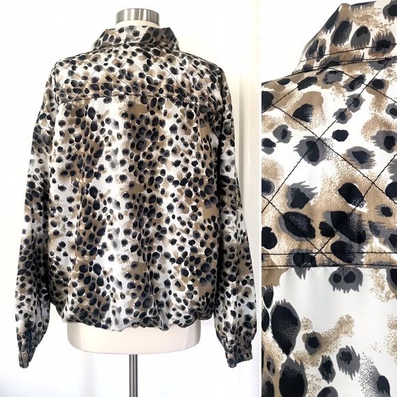 Vintage 80’s leopard print windbreaker jacket coat jacket mob wife cheetah - Picture 2 of 8